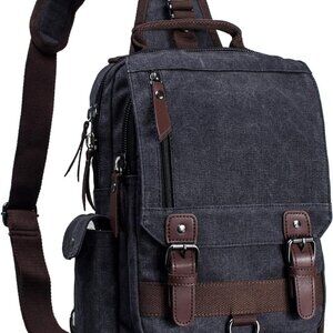 Retro Crossbody Bag Sling Bag Canvas Messenger Bag for Men Women Shoulder Bag Cr
